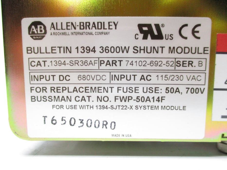 ALLEN BRADLEY 1394-SR36AF SER. B NSNP