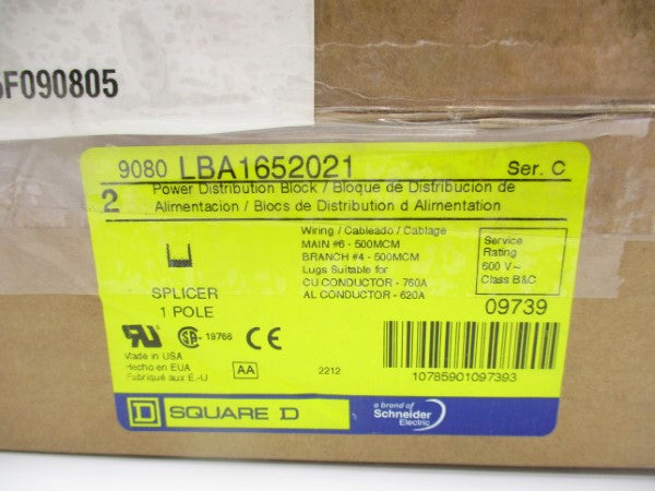 SQUARE D 9080LBA1652021 SER. C 600V 760A NSMP
