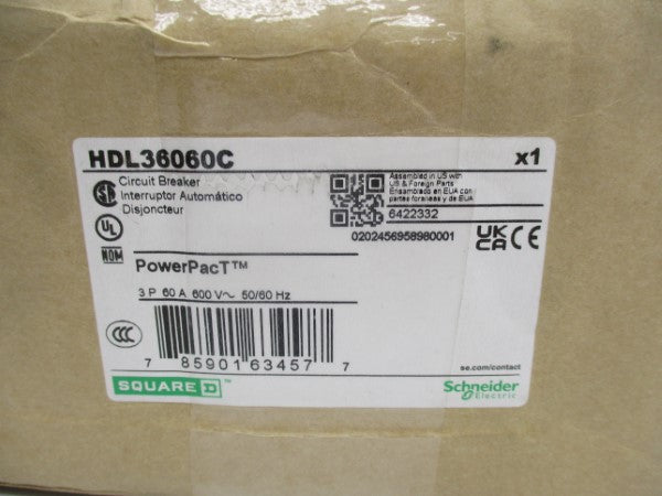 SQUARE D HDL36060C 600V 60A NSMP