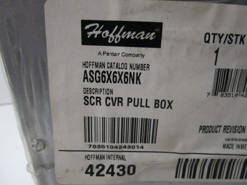 HOFFMAN ASG6X6X6NK SCREW COVER PULL BOX ENCLOSURE * NEW IN ORIGINAL PACKAGE *