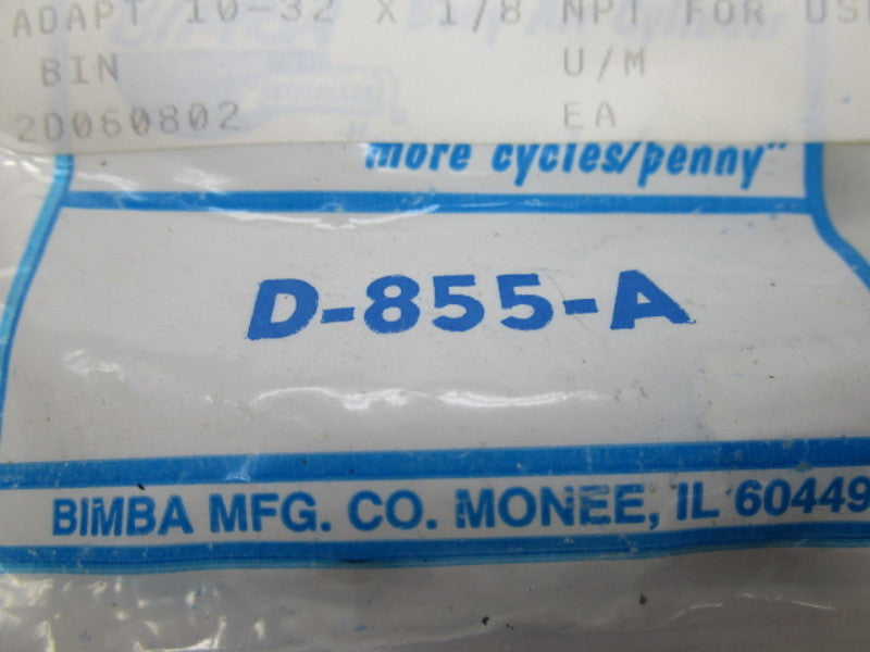 BIMBA D-855-A ADAPTER * NEW IN FACTORY BAG *