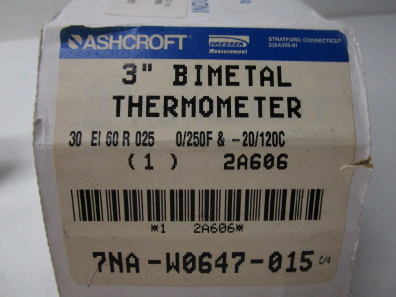 ASHCROFT 7NA-W0647-015 3" BIMETAL THERMOMETER * NEW IN BOX*