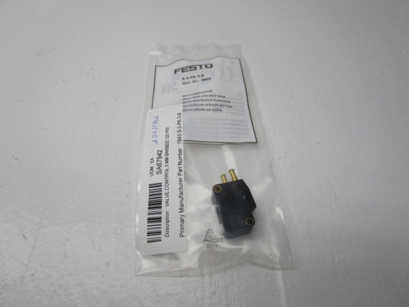 FESTO S-3-PK-3-B MICRO STEM ACTUATED VALVE * NEW IN FACTORY BAG *