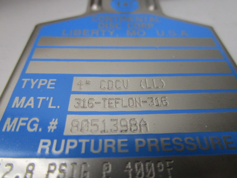 CONTINENTAL DISC CDCV 8051398A 4" NSMP