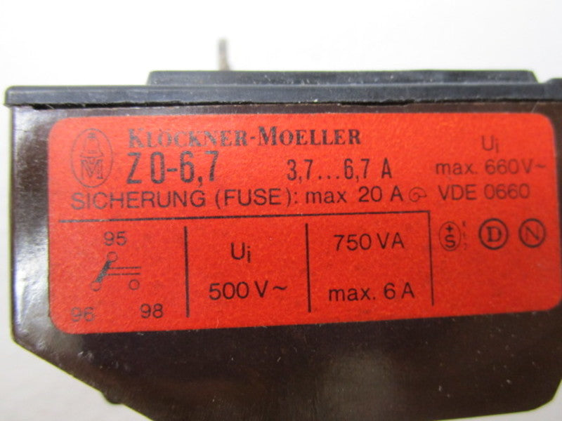 KLOCKNER MOELLER Z0-6,7 660V 3.7-6.7A UNMP