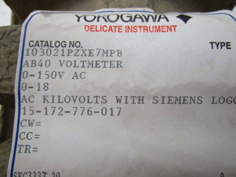 YOKOGAWA 103021PZXE7MPB 0-18 NSMP
