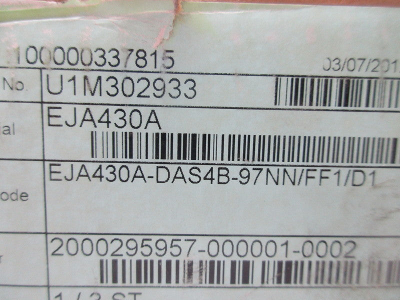 YOKOGAWA EJA430A-DAS4B-97NN/FF1/D1 NSMP