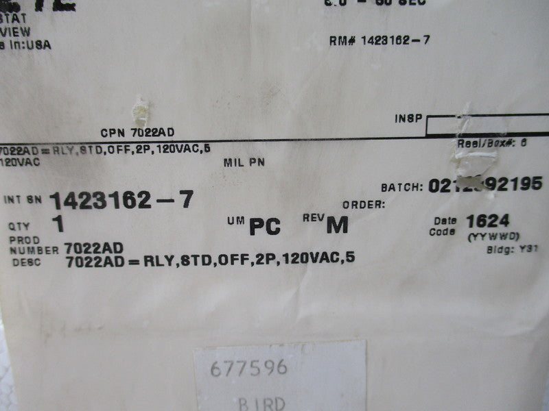 AGASTAT 7022AD TIMING RELAY 120V 0-50SEC * FACTORY SEALED *