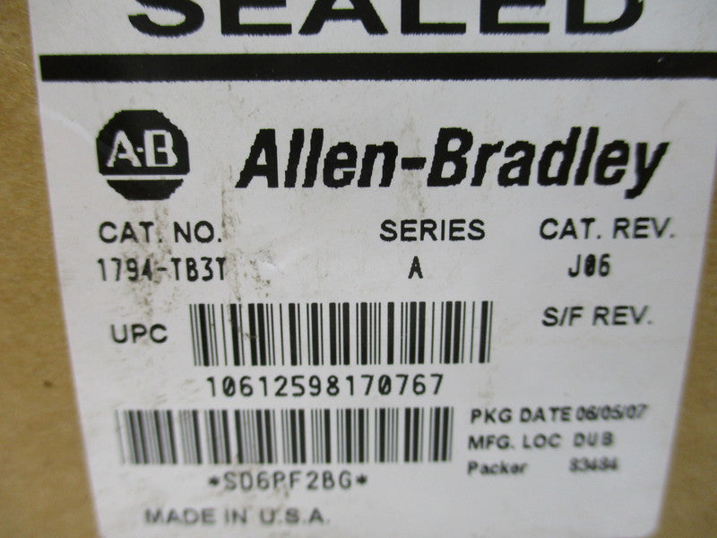 INDUSTRIAL SPARE PART 1794-TB3T SER. A DATE: 2007 NSFS