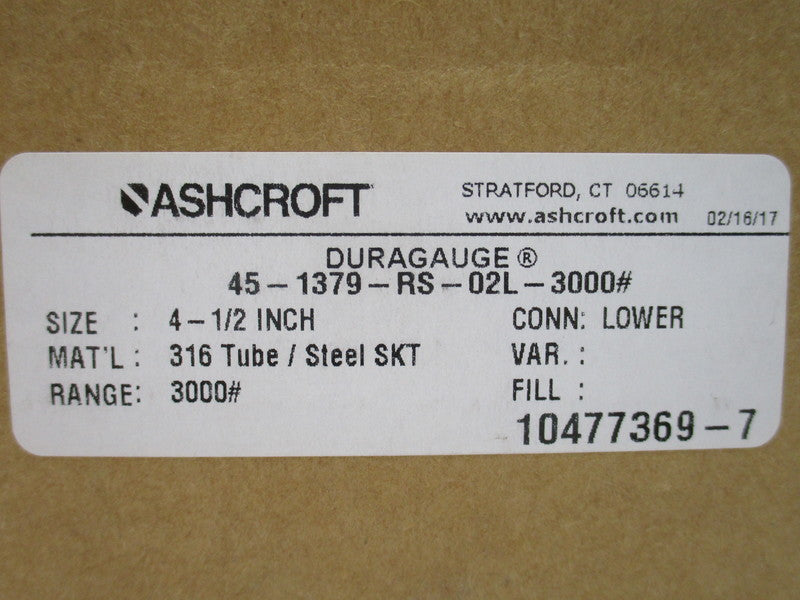 ASHCROFT 45-1379-RS-02L-3000# 0-3000PSI NSMP