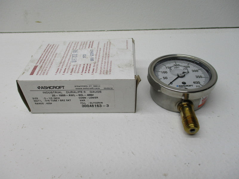 ASHCROFT 25-1009-SW-02L-400# 0-400PSI NSMP