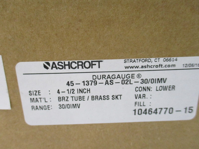 ASHCROFT 45-1379-AS-02L-30/0IMV 4-1/2" NSMP