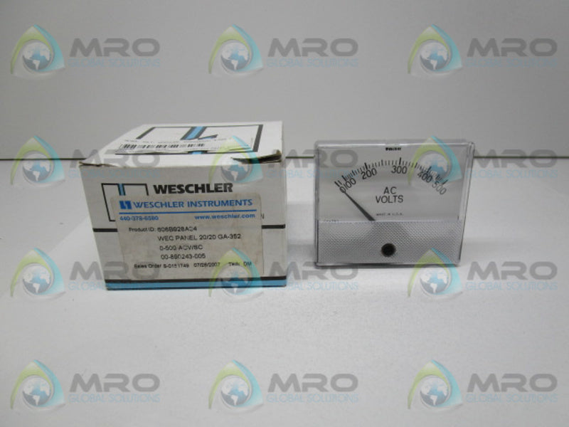 WESCHLER INSTRUMENTS 606B928A24 0-500VLT PANEL METER  NSMP