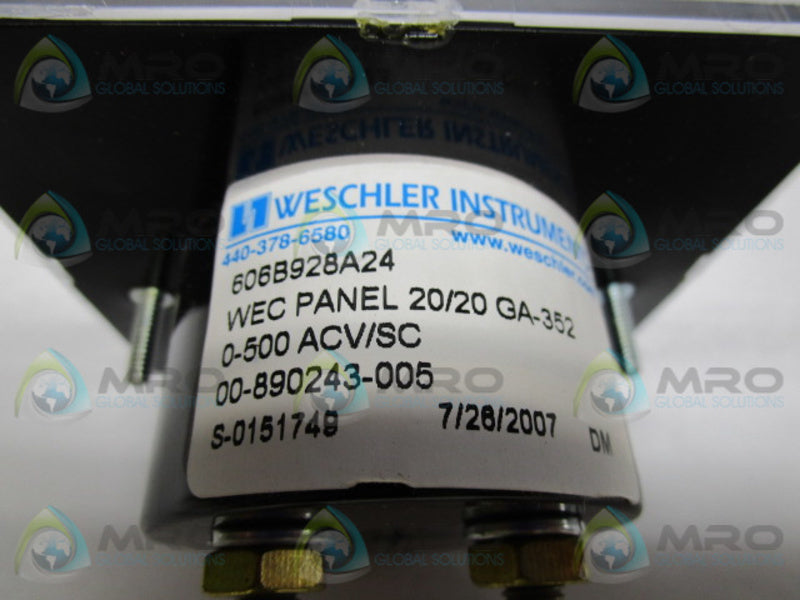 WESCHLER INSTRUMENTS 606B928A24 0-500VLT PANEL METER  NSMP