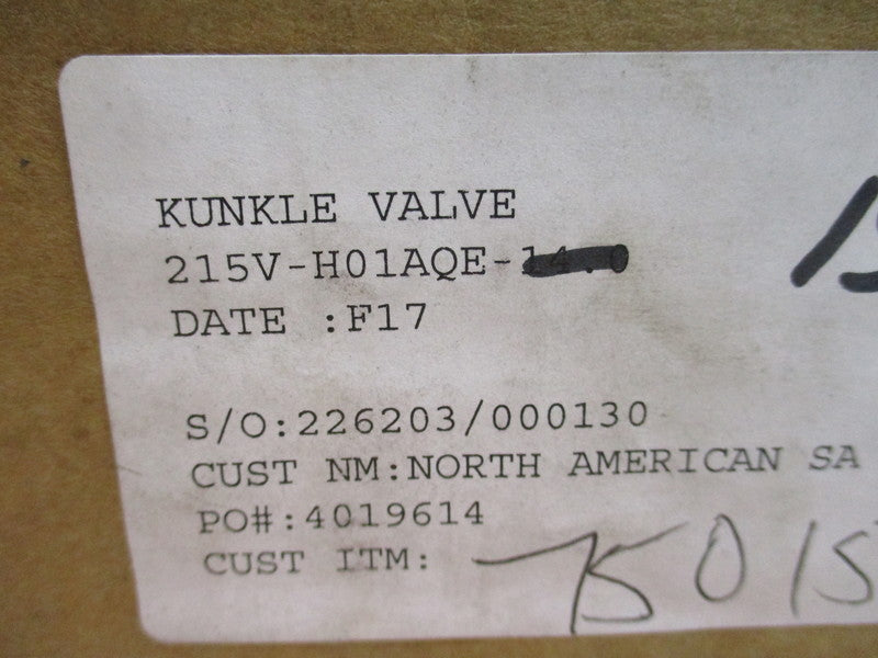 KUNKLE 215V-H01AQE 15.0IN/HG 2" NSMP