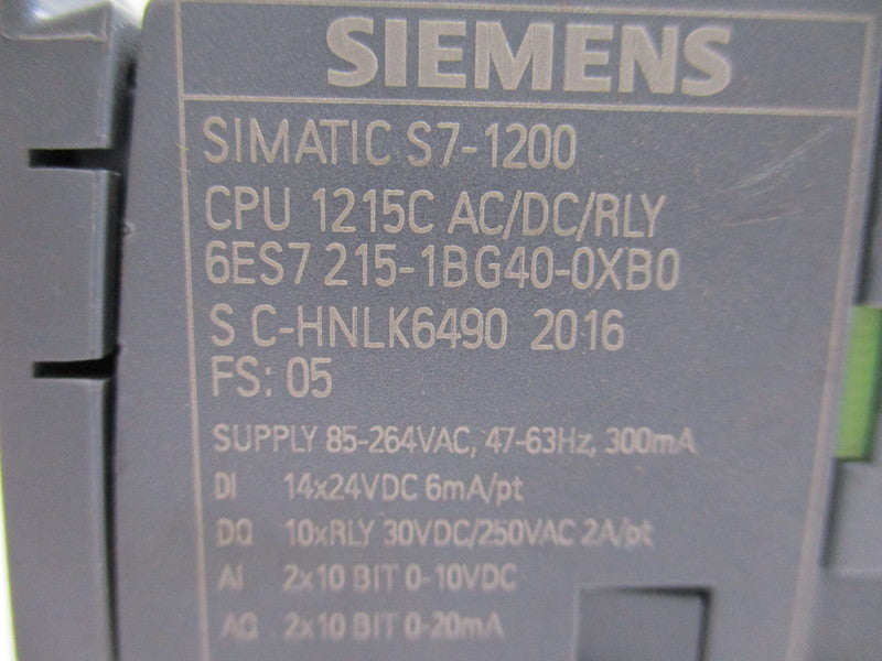 SIEMENS 6ES7215-1BG40-0XB0  NSNP