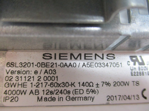 SIEMENS 6SL3201-0BE21-0AA0 A5E03347051 (AS PICTURED) NSNP