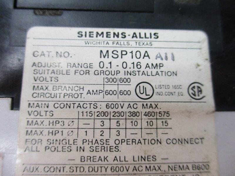 SIEMENS MSP10AA11  UNMP