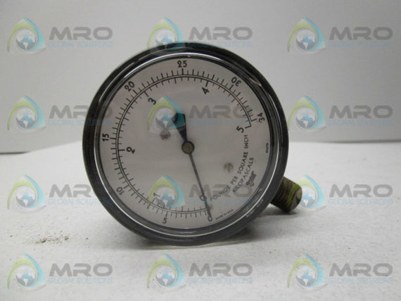 MARSHALL TOWN 90273 0-5 PSI PRESSURE GAUGE * USED *