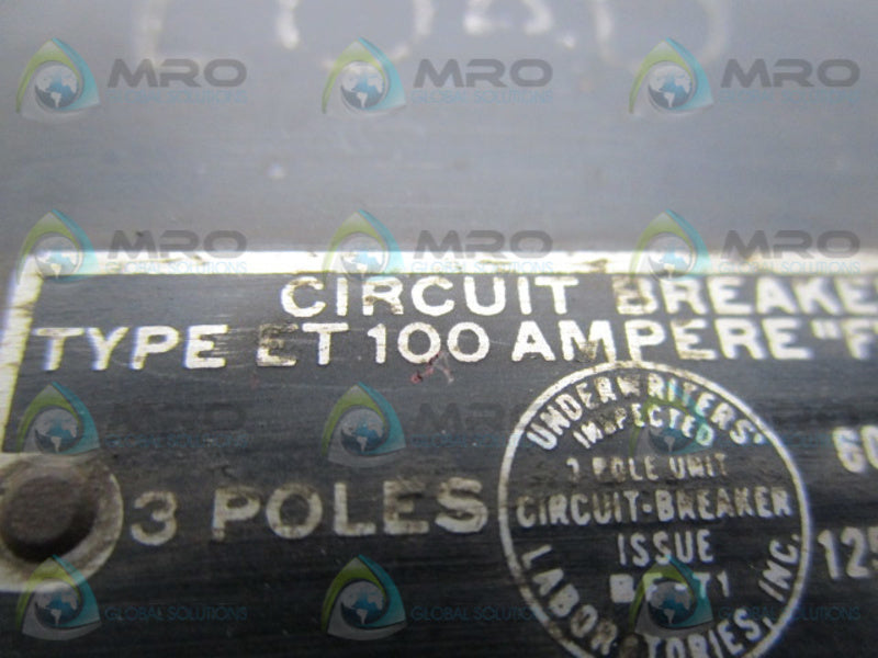 UNDERWRITERS ET100 CIRCUIT BREAKER 3P 15A  UNMP