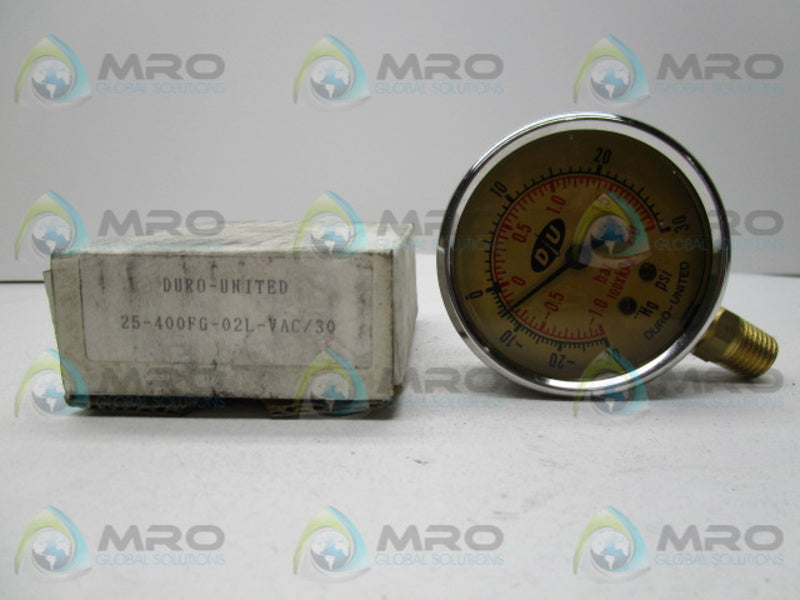 DURA-UNITED 25-400FG-02L0VAC/30 PRESSURE GAUGE  NSMP