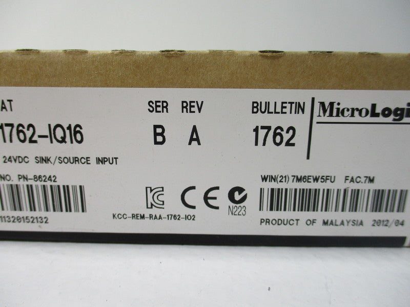 ALLEN BRADLEY 1762-IQ16 SER. B DATE: 2012 NSFS