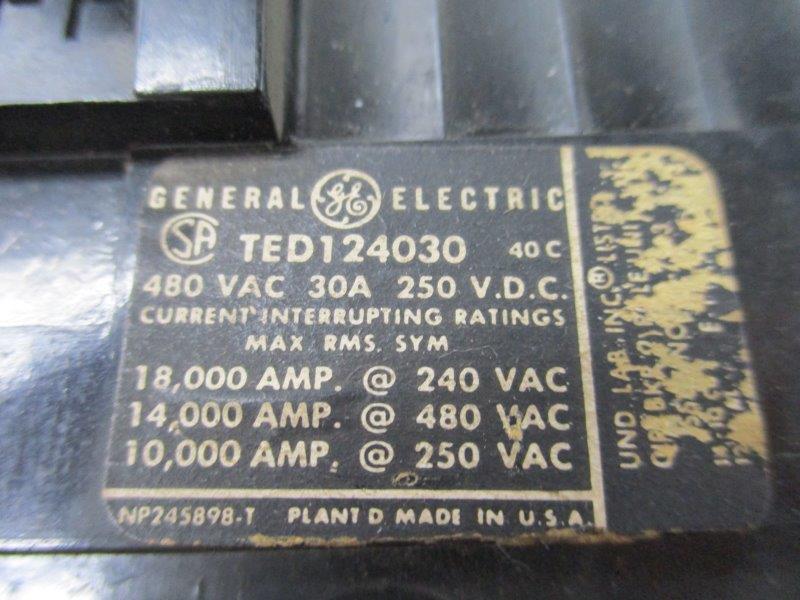 GENERAL ELECTRIC TED124030 480VAC 30A UNMP