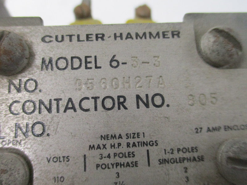 CUTLER HAMMER 6-3-3 9560H27A  UNMP