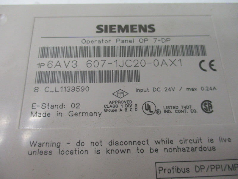 SIEMENS 6AV3607-1JC20-0AX1  UNMP