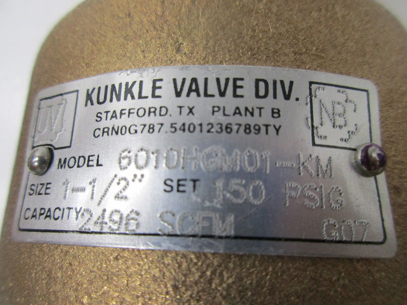 KUNKLE VALVE 6010HGM01-KM 150PSI 1.5" NSNP