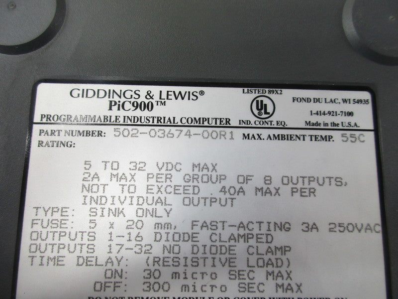GIDDINGS & LEWIS PIC900 502-03674-00R1  UNMP