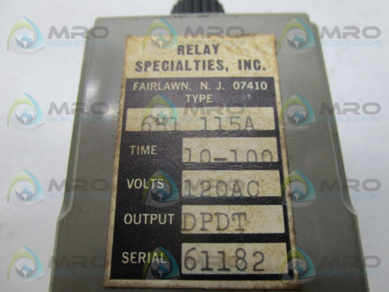SPECIALTIES INC. 651115A RELAY  UNMP