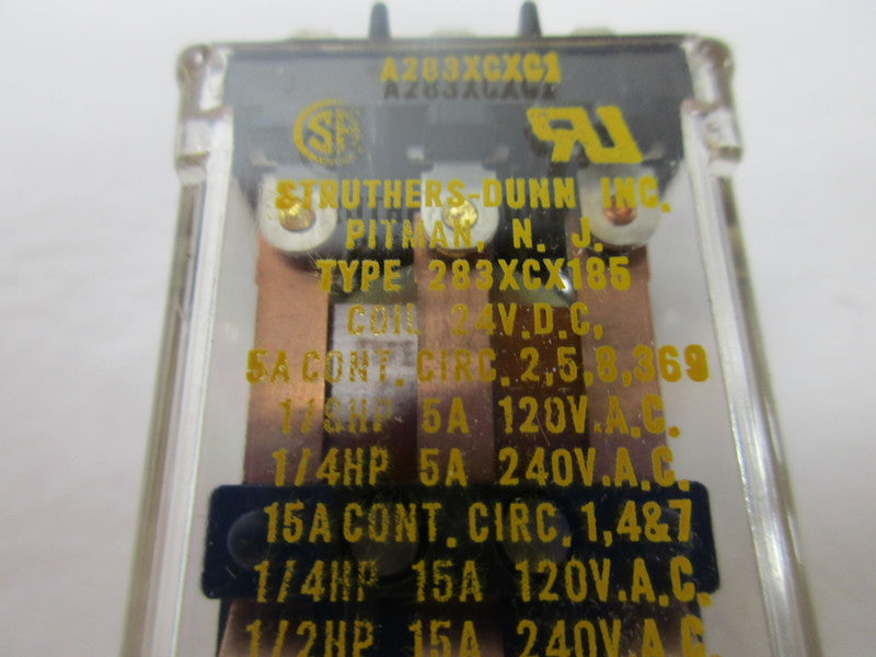 STRUTHERS DUNN 283XCX185 RELAY 24VDC 15A  UNMP
