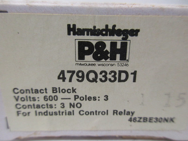 P&H HARNISCHFEGER 479Q33D1 RELAY/CONTACT BLOCK 120VAC NSMP