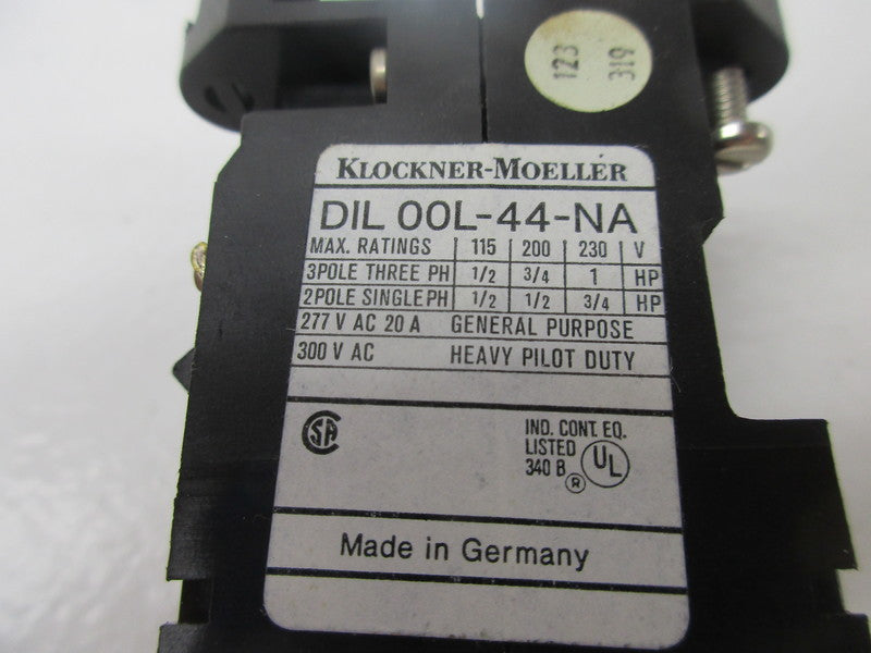 KLOCKNER MOELLER DIL00L-44-NA CONTACTOR 115V 277VAC 20A  NSNP