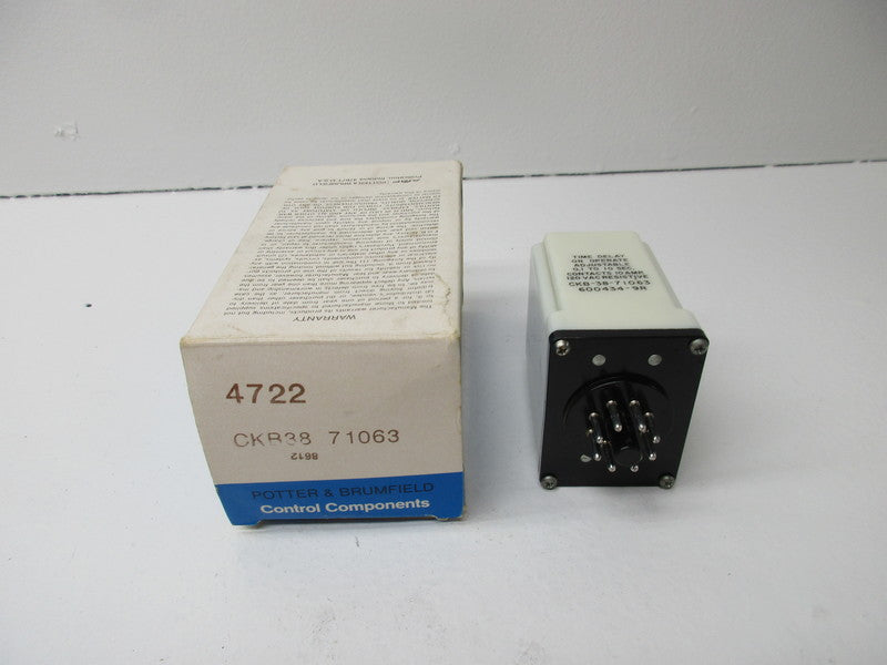 POTTER & BRUMFIELD CKB-38-71063 TIME DELAY RELAY 120VAC 10A NSMP