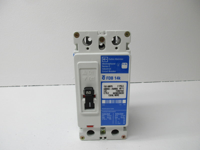 CUTLER HAMMER FDB2150 CIRCUIT BREAKER SER. C 600V 150A NSMP