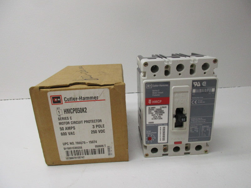 CUTLER HAMMER HMCP050K2 CIRCUIT BREAKER 600VAC 50A SER. C NSMP
