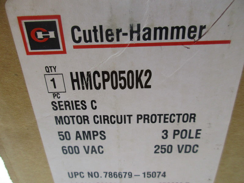 CUTLER HAMMER HMCP050K2 CIRCUIT BREAKER 600VAC 50A SER. C NSMP