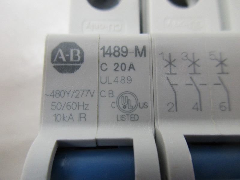 ALLEN BRADLEY 1489-M3C200 CIRCUIT BREAKER SER. D 277/480V 20A NSMP