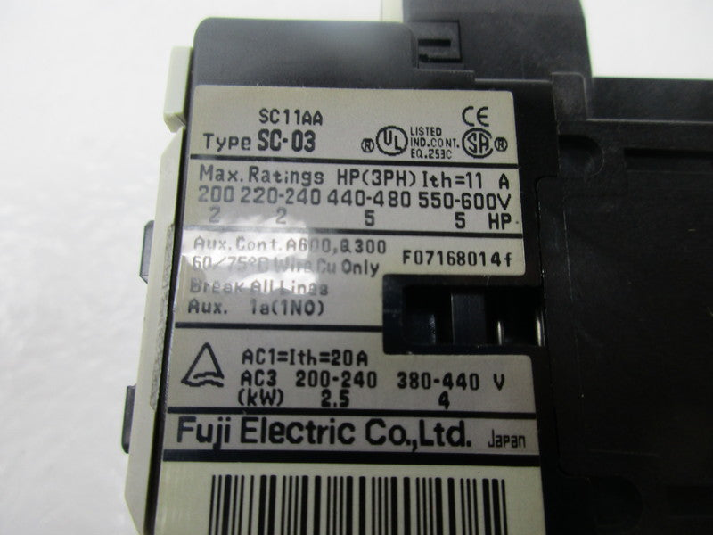 FUJI ELECTRIC SC-03 W/ TR-0N CONTACTOR 600V MAX  NSNP