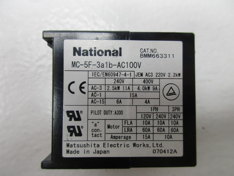 MATSUSHITA MC-5F-3A1B-AC100V BMM663311 CONTACTOR 100V 3A  NSNP