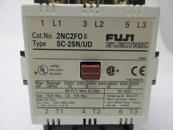 FUJI ELECTRIC 2NC2F0 SC-2SN/UD CONTACTOR 100-110/110-120V 70A  NSNP