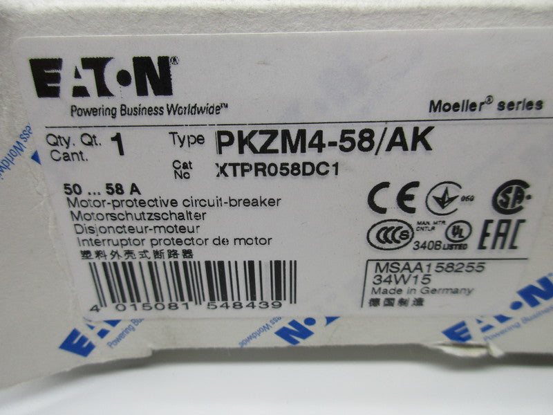 CUTLER HAMMER XTPR058DC1 CIRCUIT BREAKER 600VAC 58A NSMP