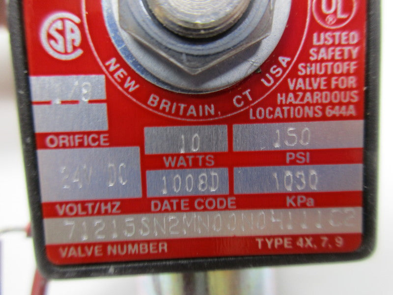PARKER 71215SN2MN00N04111C2 24VDC 150PSI NSNP