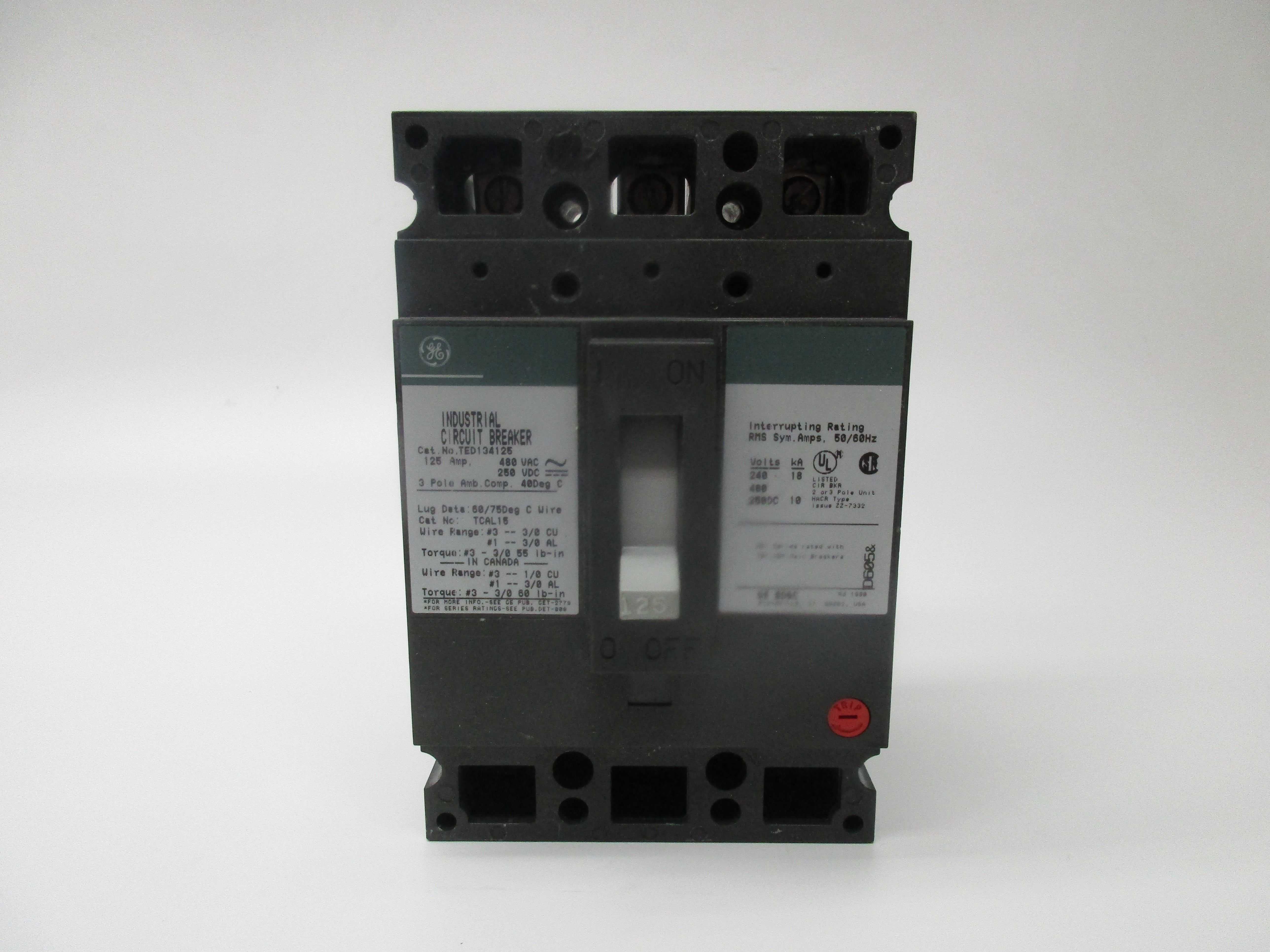 GENERAL ELECTRIC TED134125 CIRCUIT BREAKER 125A  NSNP