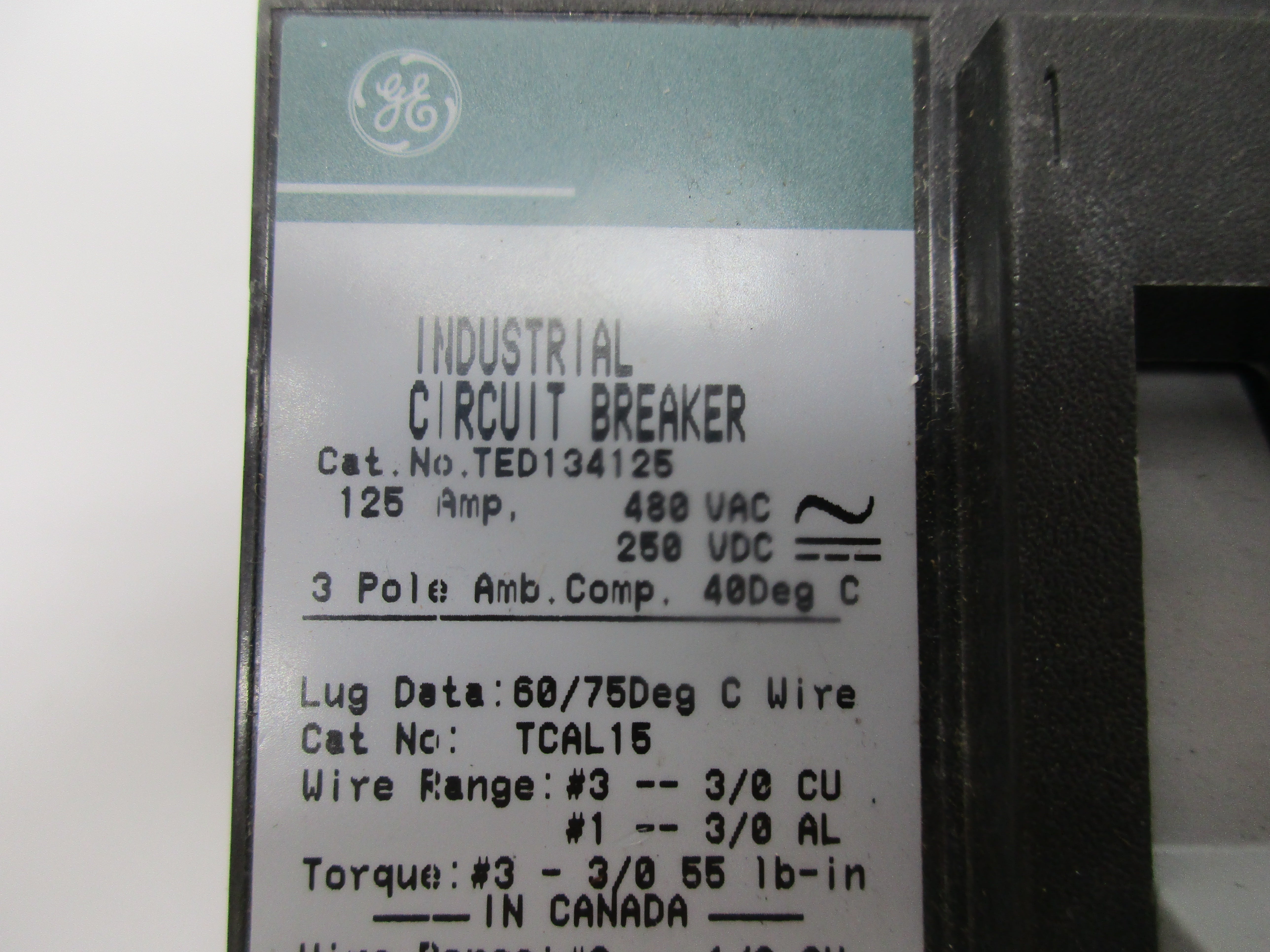 GENERAL ELECTRIC TED134125 CIRCUIT BREAKER 125A  NSNP