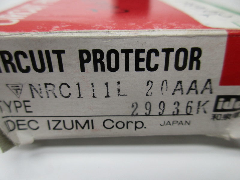 IDEC IZUMI NRC111L-20AAA CIRCUIT PROTECTOR 20A NSMP