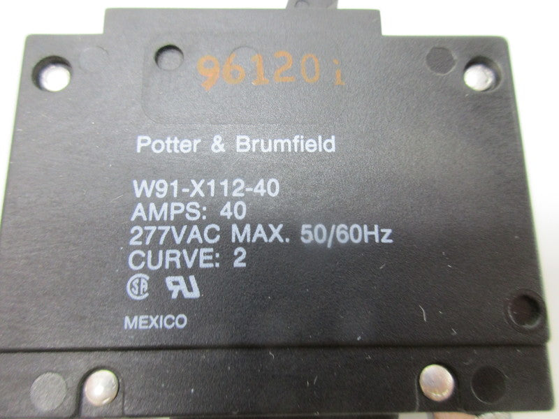POTTER & BRUMFIELD W91-X112-40 CIRCUIT BREAKER 40A 277VAC MAX  NSNP