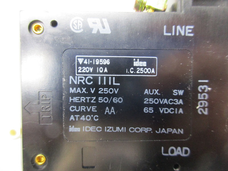 IDEC NRC111L-10AAA CIRCUIT PROTECTOR 250V MAX 10A NSMP